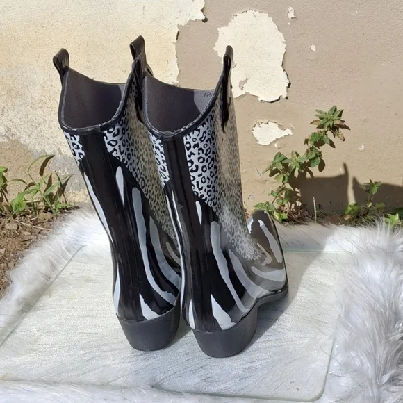 Daily Shoes Rain Boots Leopard and Zebra Print Pointed Toe Heeled  Women Size 10 - Picture 8 of 16